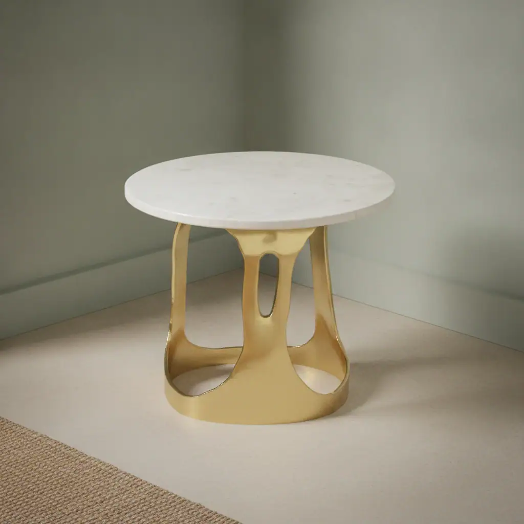 Bijzettafel Pervulvalo goud wit 51 x 38 cm