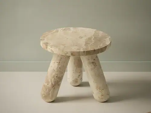 Bijzettafel Pravevanta beige 35 x 40 cm  rond marmer