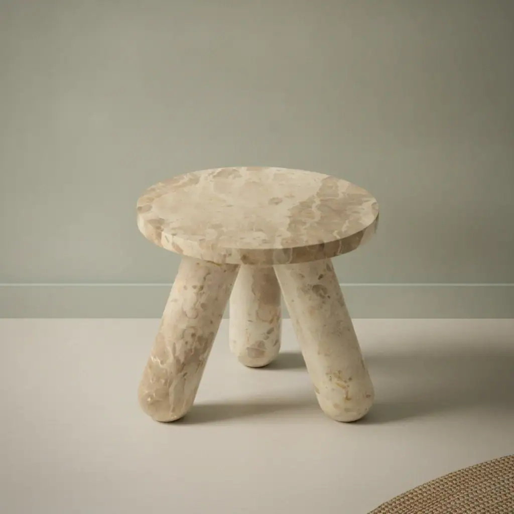 Bijzettafel Pravevanta beige 35 x 40 cm rond marmer