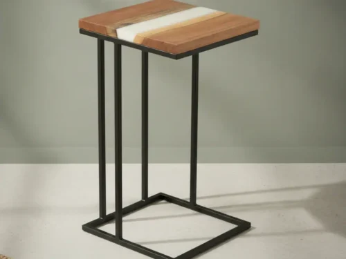 Bijzettafel Silvordora wit 88 cm vierkant