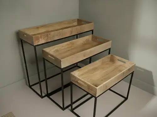 Bijzettafel Staumar Mangohout 55 cm - Set van 3