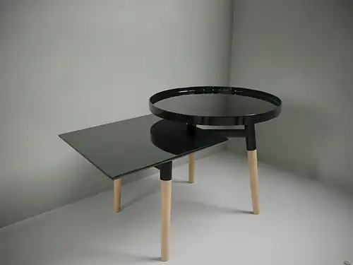 Bijzettafel Talmensaro zwart 40 x 40 cm rond bamboe