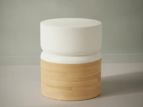 Bijzettafel Talmullora wit 47 cm rond bamboe