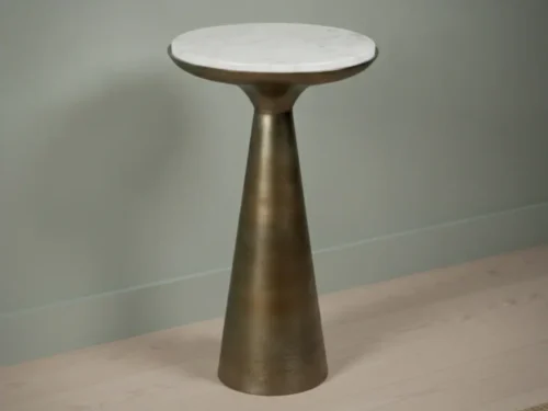 Bijzettafel Tervoporto wit 38 x 60 cm marmer