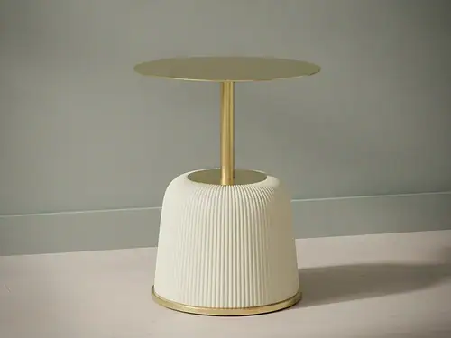 Bijzettafel Ulvarirluna cr√®me rond ijzer