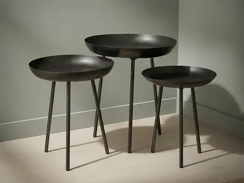 Bijzettafel Valmolora donkergrijs 52 x 58 cm rond