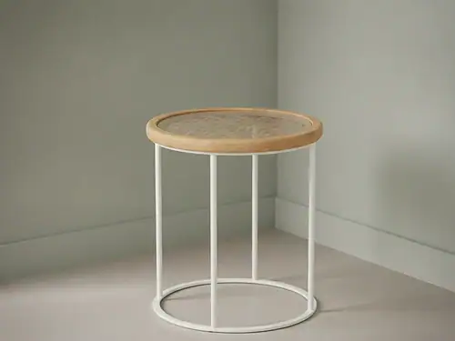 Bijzettafel Yvornevalo wit 50 x 50 cm metaal
