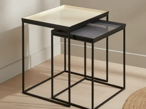 Bijzettafel Ziermaro Mat Zwart - Set van 2
