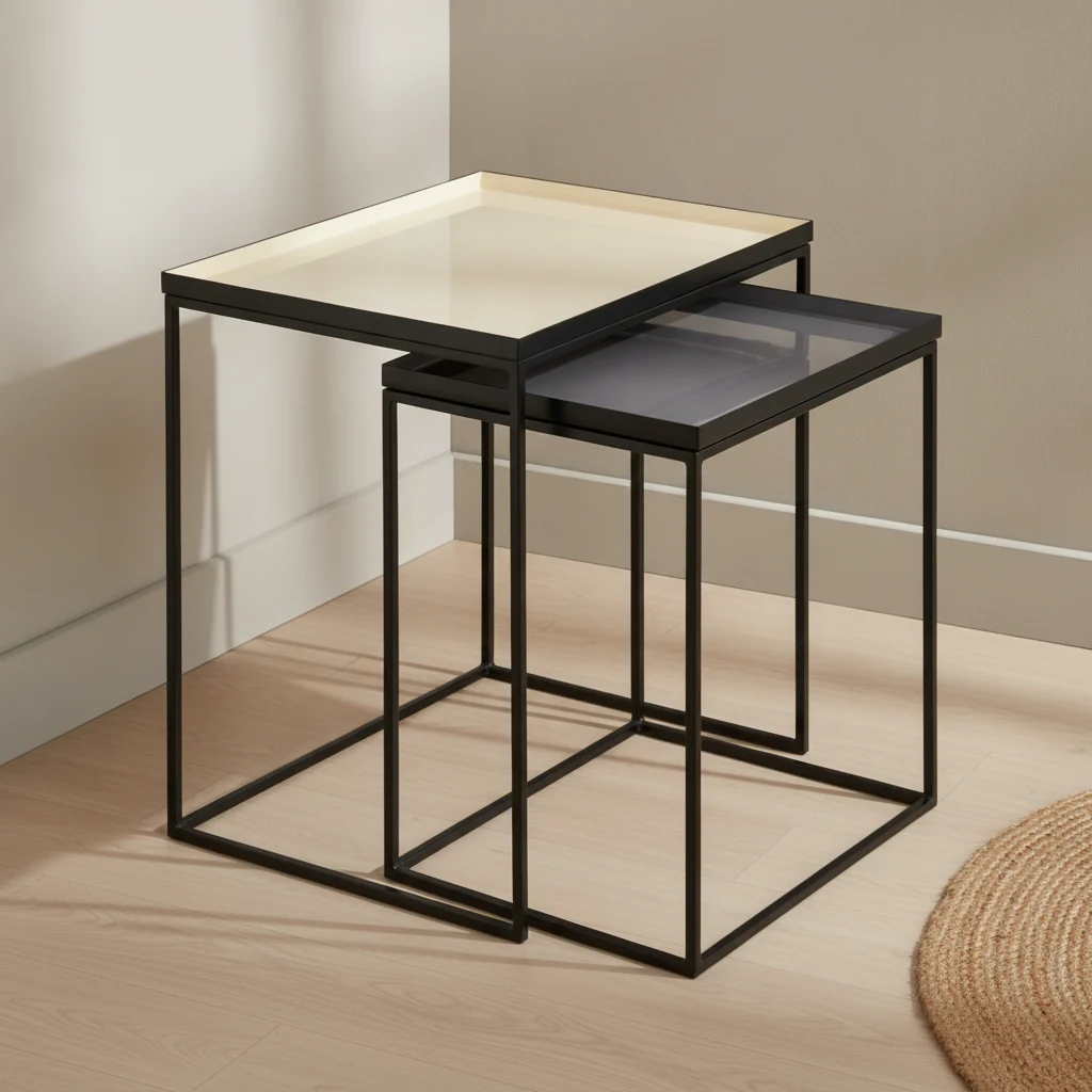 Bijzettafel Ziermaro Mat Zwart - Set van 2