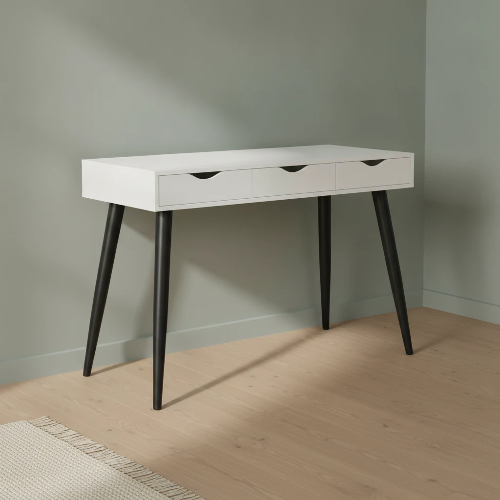 Bureau Avelonnissa 110 x 50 cm staal wit zwart