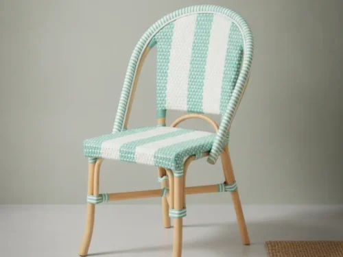 Eetkamerstoel Alena wit blauw  rotan lichtgewicht