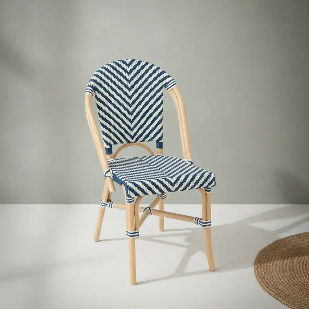 Eetkamerstoel Alero wit blauw rotan-kunststof lichtgewicht
