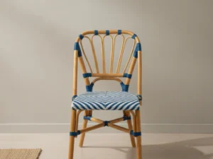 Eetkamerstoel Alina wit blauw  rotan-kunststof armloos