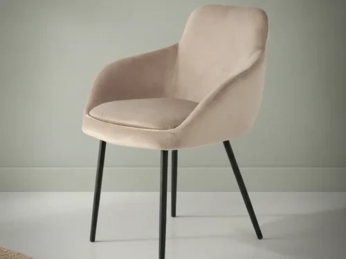 Eetkamerstoel  Aralia taupe fluweel met armleuning set van 2