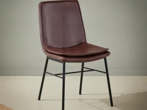 Eetkamerstoel Arario bruin  metalen frame set van 2
