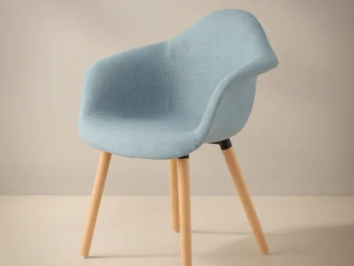 Eetkamerstoel Arero blauw stof  met armleuning set van 2