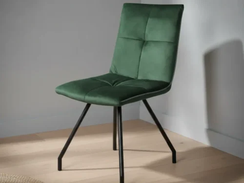 Eetkamerstoel Arino groen stof  metalen frame set van 2