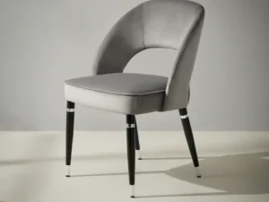 Eetkamerstoel  Aruna grijs fluweel open rug metalen frame set van 2