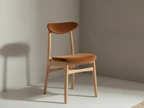 Eetkamerstoel Avana naturel  fluweel houten frame