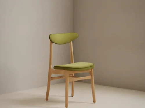 Eetkamerstoel Avina Olijfgroen  naturel fluweel houten frame