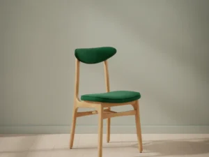 Eetkamerstoel  Avino groen naturel fluweel houten frame