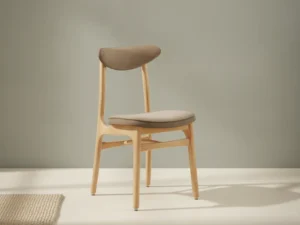 Eetkamerstoel  Aviro taupe naturel fluweel houten frame