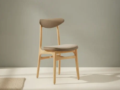Eetkamerstoel  Aviro taupe naturel fluweel houten frame