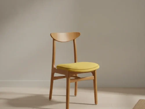 Eetkamerstoel  Avivo Mosterdgeel fluweel houten frame