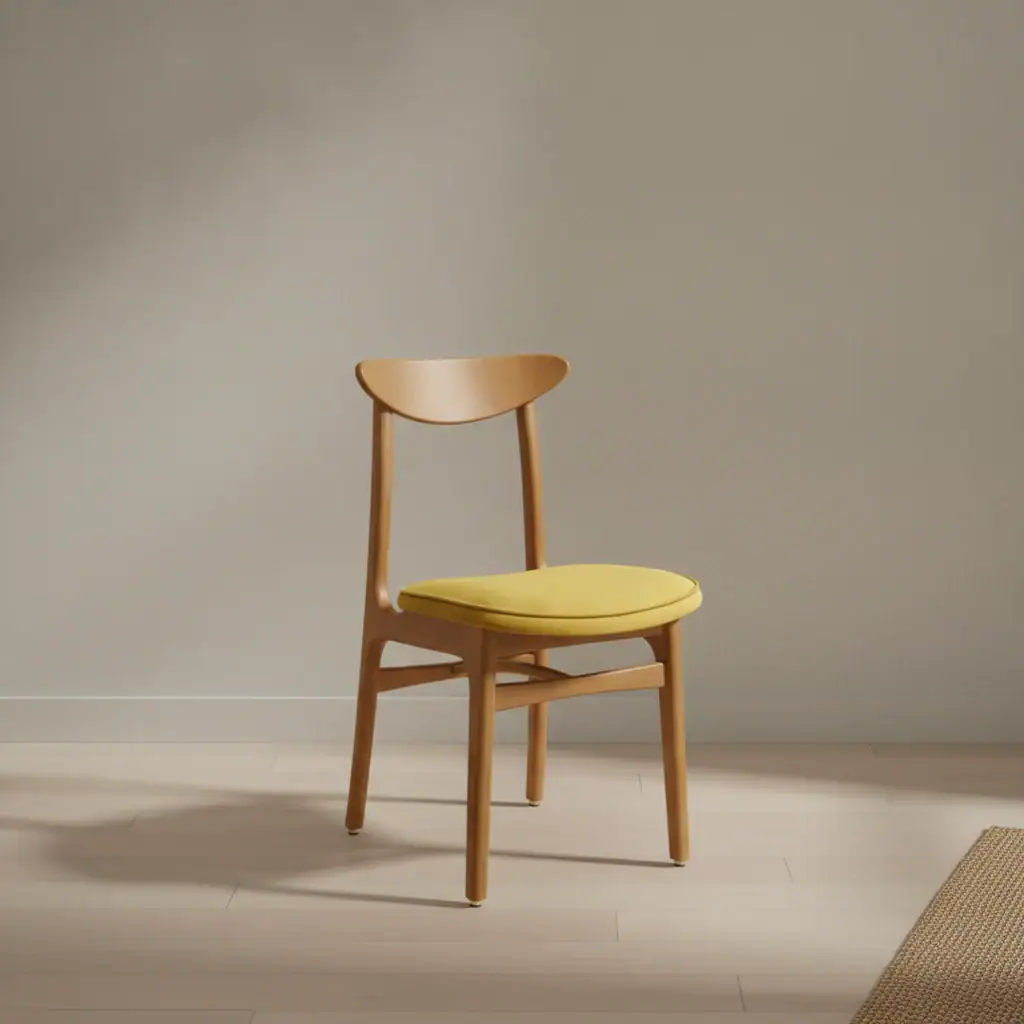 Eetkamerstoel Avivo Mosterdgeel fluweel houten frame
