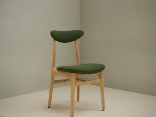 Eetkamerstoel Avovia groen  naturel boucl√© houten frame