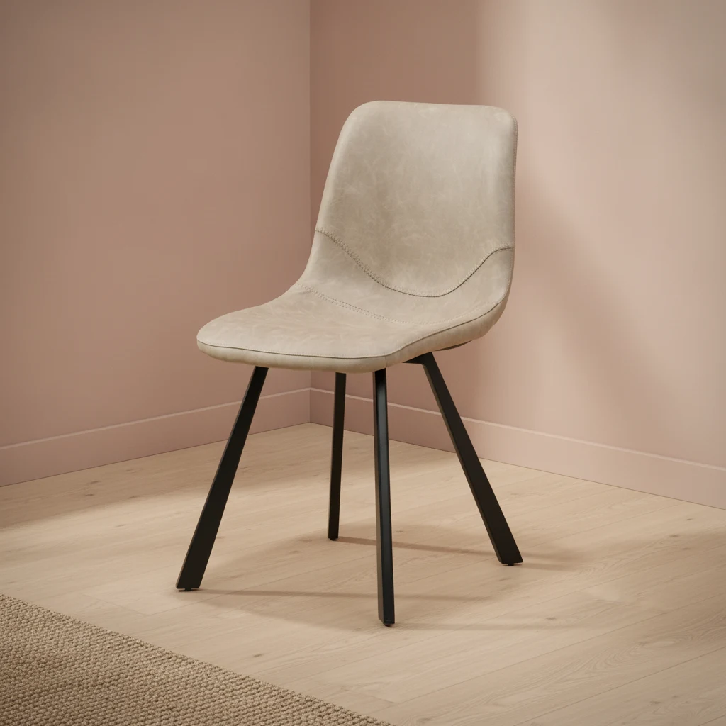 Eetkamerstoel Bari beige zwart stof