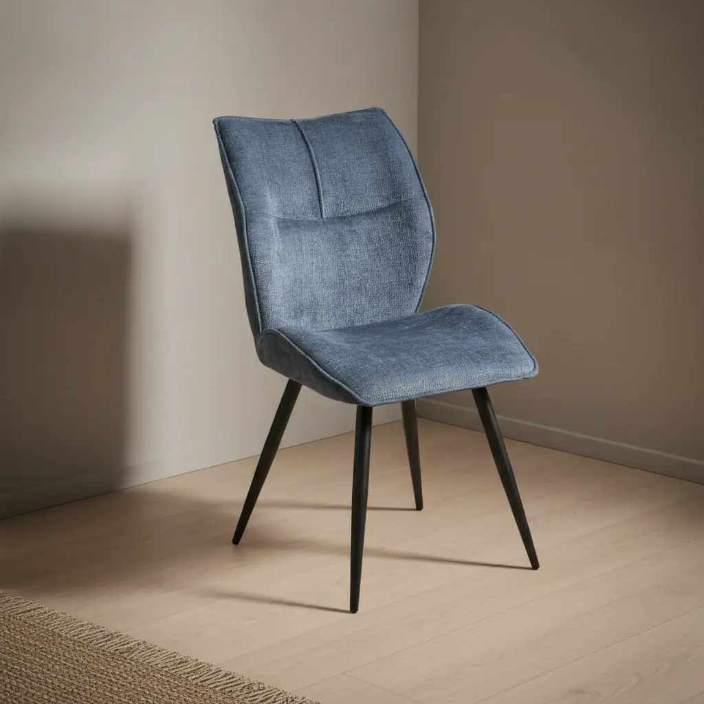 Eetkamerstoel Belara blauw stof