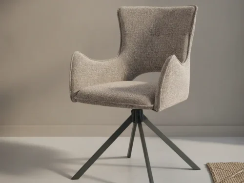 Eetkamerstoel Belario beige stof  draaibaar