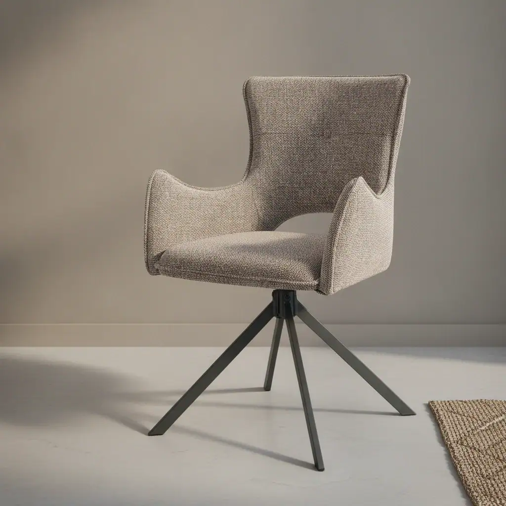 Eetkamerstoel Belario beige stof draaibaar