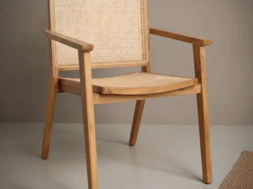 Eetkamerstoel Belaro naturel  teakhout met armleuning set van 2