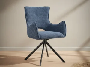 Eetkamerstoel  Belelia blauw stof draaibaar