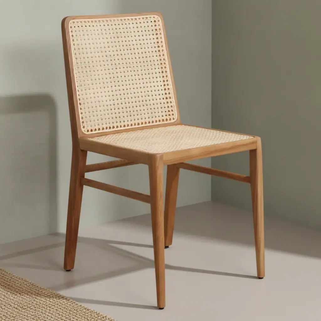 Eetkamerstoel Belero naturel teakhout met armleuning set van 2