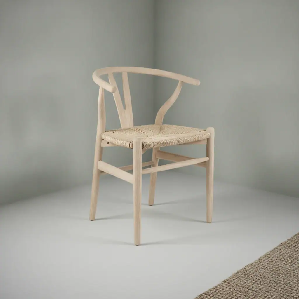 Eetkamerstoel Belivo bruin iepenhout gevlochten rug houten frame