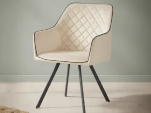 Eetkamerstoel  Boana beige stof metalen frame