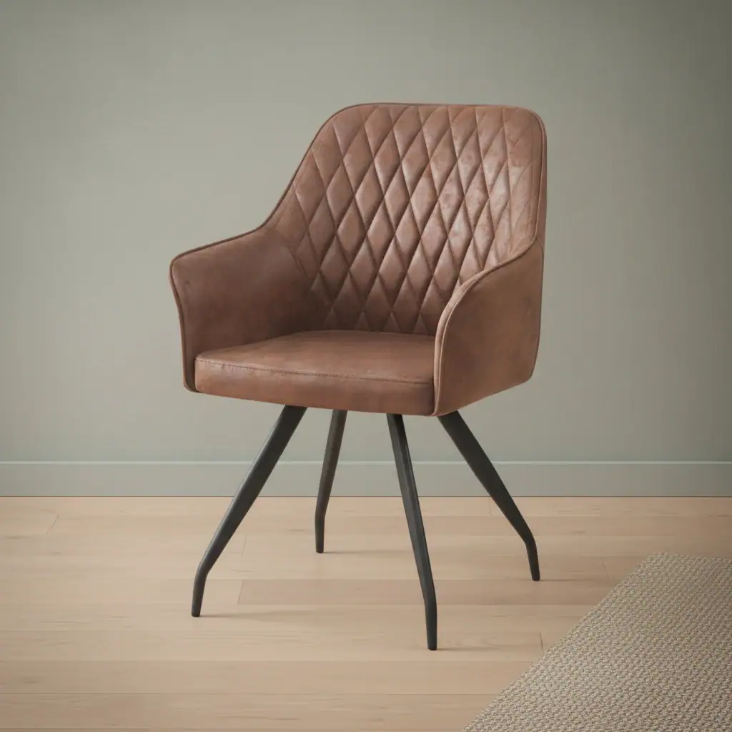 Eetkamerstoel Boaro Donkerbruin stof metalen frame
