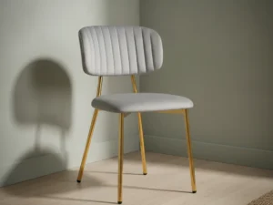 Eetkamerstoel  Boena grijs fluweel metalen frame set van 2