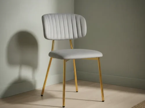 Eetkamerstoel  Boena grijs fluweel metalen frame set van 2