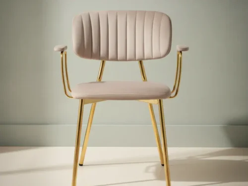 Eetkamerstoel Boivo taupe  fluweel met armleuning set van 2