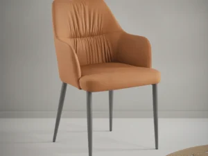 Eetkamerstoel  Boovia beige PU-kunstleer met armleuning set van 2