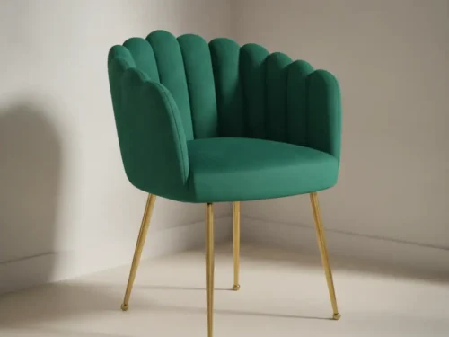 Eetkamerstoel Bouno groen  fluweel gebogen rug