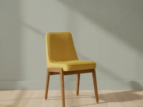 Eetkamerstoel Brana Mosterdgeel  fluweel houten frame
