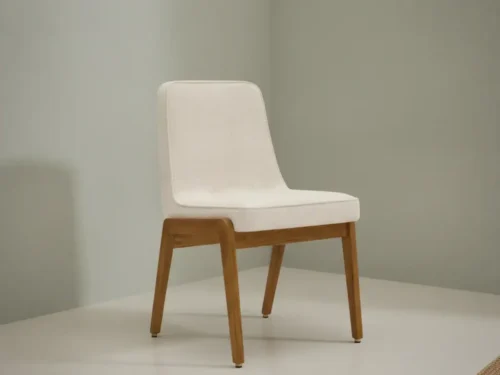 Eetkamerstoel Brena cr√®me boucl√©  houten frame