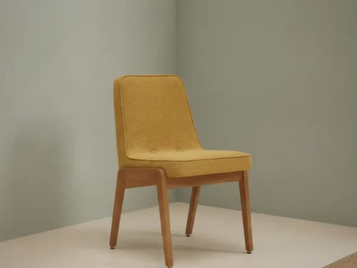 Eetkamerstoel  Brero Mosterdgeel boucl√© houten frame