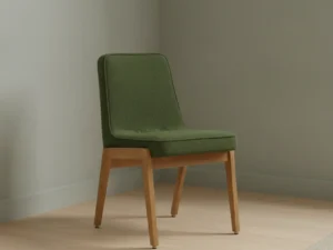 Eetkamerstoel Brina groen boucl√©  houten frame