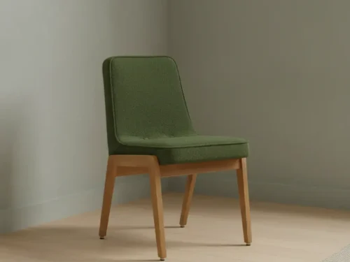 Eetkamerstoel Brina groen boucl√©  houten frame